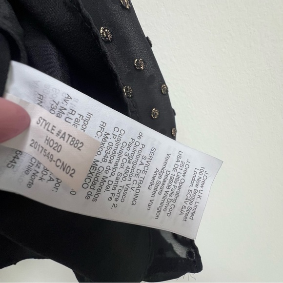 J Crew Womens Ruffleneck top with foil clip dot Black Gold XXL Polkadot Preppy - Picture 7 of 10